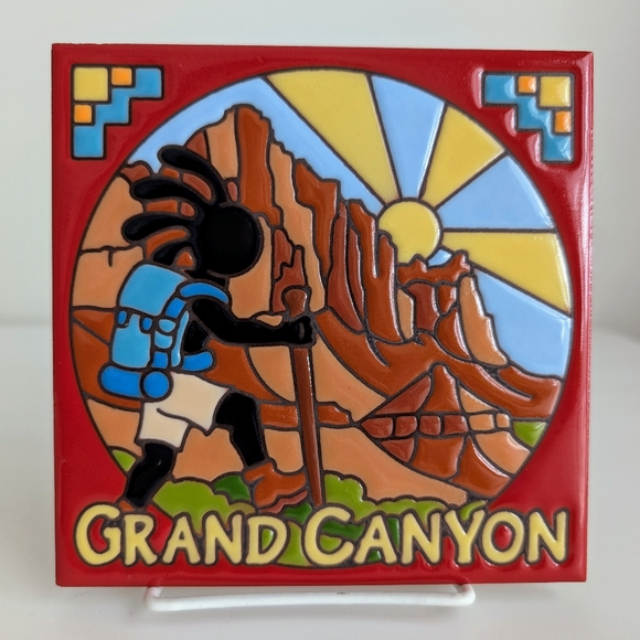 BUNDLE Earthtones Grand Canyon Kokopelli Hiker Tile Trivet Glacier National Park - Picture 1 of 12